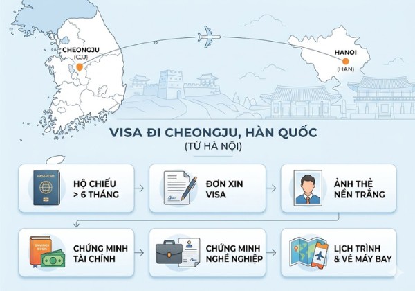 Hồ sơ v&agrave; thủ tục visa cần chuẩn bị khi bay đến Cheongju