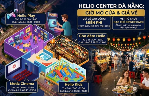 Helio Center Đ&agrave; Nẵng lung linh &aacute;nh đ&egrave;n LED về đ&ecirc;m