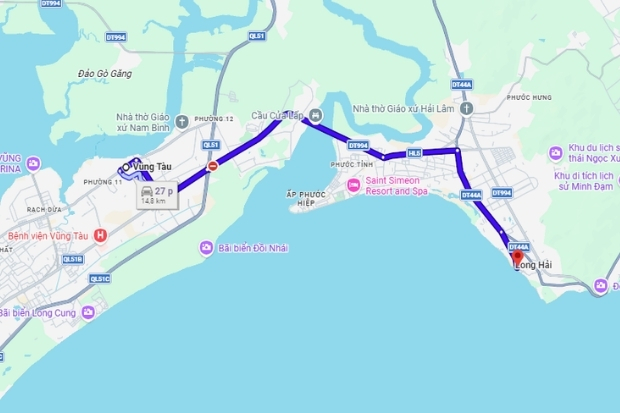 Thị trấn Long Hải nằm c&aacute;ch trung t&acirc;m Vũng T&agrave;u khoảng 25km, rất thuận tiện cho du kh&aacute;ch tham quan