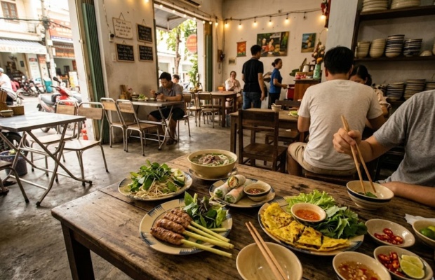 &nbsp;Kh&ocirc;ng gian qu&aacute;n ăn địa phương với c&aacute;c m&oacute;n đặc sản quen thuộc 