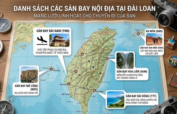 C&aacute;c s&acirc;n bay trọng điểm c&ugrave;a Đ&agrave;i Loan