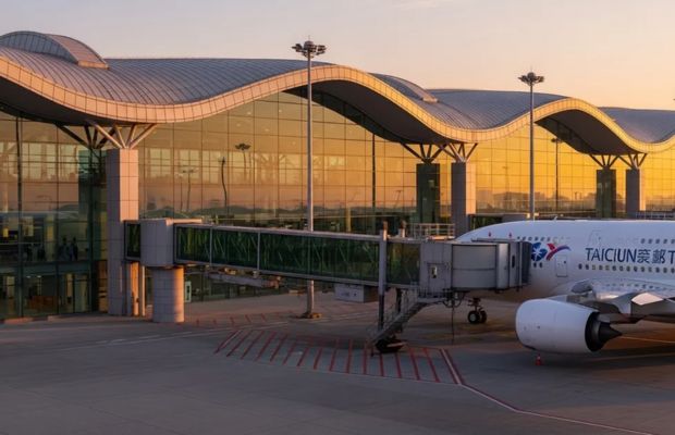 đường băng v&agrave; khu vực s&acirc;n đỗ với m&aacute;y bay thương mại tại s&acirc;n bay Đ&agrave;i Trung Đ&agrave;i Loan