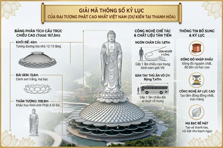 C&ocirc;ng tr&igrave;nh n&agrave;y đại diện cho sự kết hợp giữa kỹ thuật x&acirc;y dựng hiện đại v&agrave; tinh hoa mỹ thuật Phật gi&aacute;o
