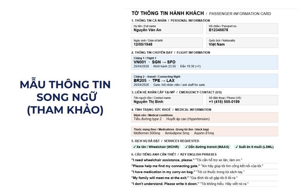 mẫu th&ocirc;ng tin cơ bản tham khảo khi đi Mỹ