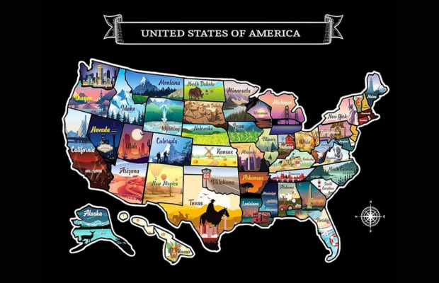  Bản đồ du lịch c&aacute;c tiểu bang nổi bật của Mỹ