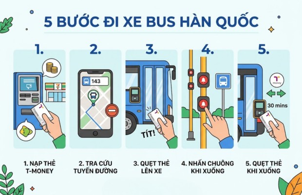 Hướng dẫn c&aacute;ch đi xe bus ở H&agrave;n Quốc từng bước