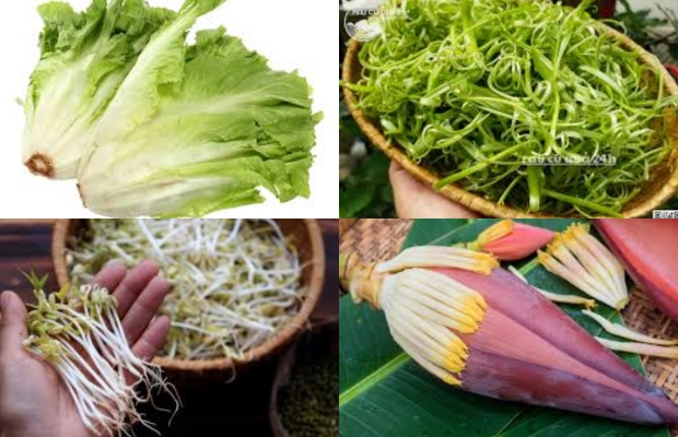 Rau xanh ăn k&egrave;m b&uacute;n chả c&aacute;
