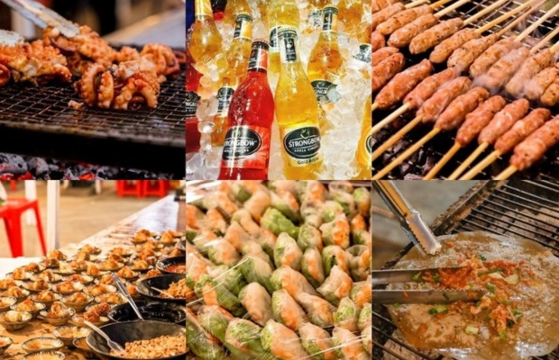 Khu ẩm thực với h&agrave;ng trăm m&oacute;n ăn đa dạng từ ăn vặt đến hải sản