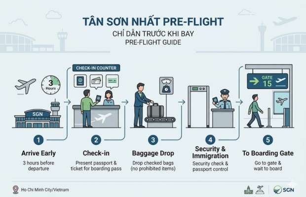 Thủ tục tại s&acirc;n bay T&acirc;n Sơn Nhất trước khi bay