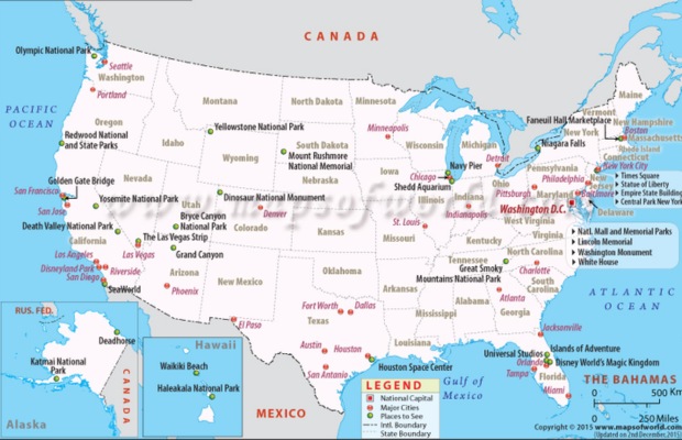 bản đồ du lịch mỹ