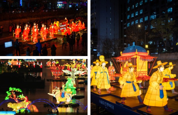 Kh&ocirc;ng gian lung linh huyền ảo của lễ hội đ&egrave;n lồng Seoul nh&igrave;n từ tr&ecirc;n cao