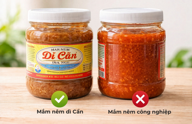 So s&aacute;nh mắm d&igrave; Cẩn v&agrave; mắm c&ocirc;ng nghiệp 
