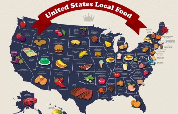 M&oacute;n ăn đặc trưng của Mỹ ph&acirc;n bố theo v&ugrave;ng miền