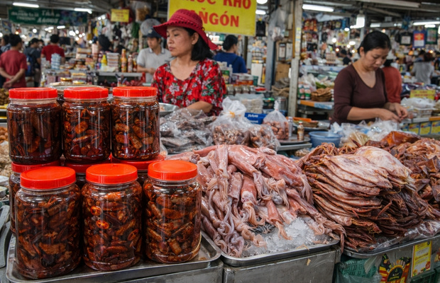 Mua mực rim me tại Chợ Cồn Đ&agrave; Nẵng 