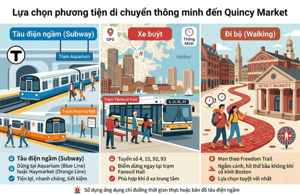 c&aacute;ch di chuyển đến Quincy Market
