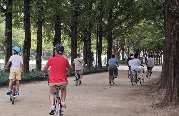 Đi bộ v&agrave; đạp xe tr&ecirc;n c&aacute;c con đường m&ograve;n