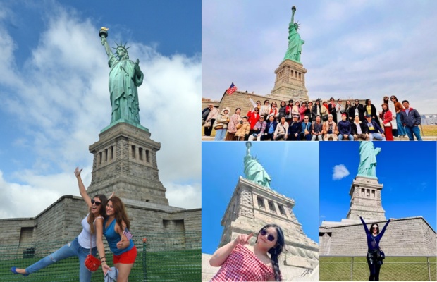 Du kh&aacute;ch check in với tượng Nữ thần Tự do