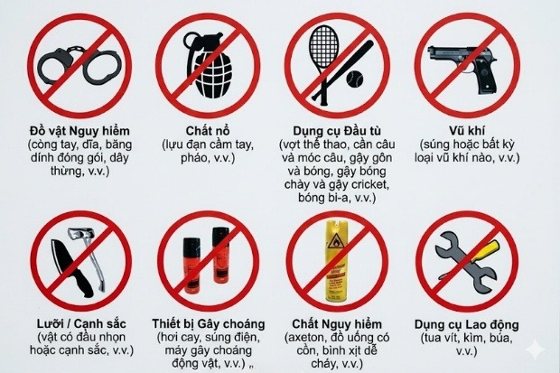 Danh s&aacute;ch c&aacute;c vật phẩm bị cấm mang l&ecirc;n m&aacute;y bay