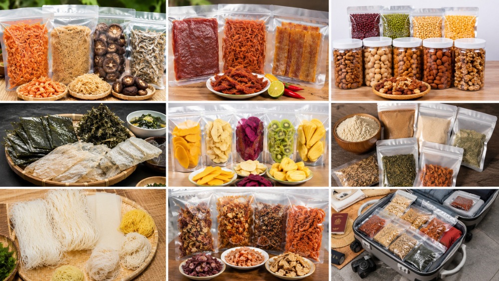 C&aacute;c loại thực phẩm kh&ocirc; đ&oacute;ng g&oacute;i an to&agrave;n người Việt thường mang sang Mỹ 
