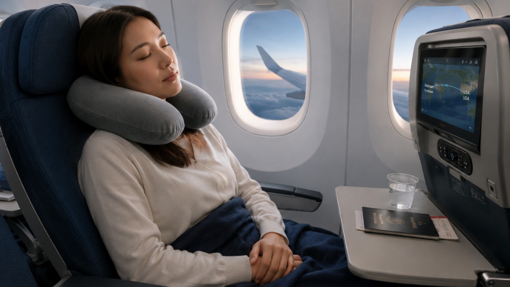 Kinh nghiệm lần đầu đi m&aacute;y bay sang mỹ tr&ecirc;n c&aacute;c chặng bay d&agrave;i