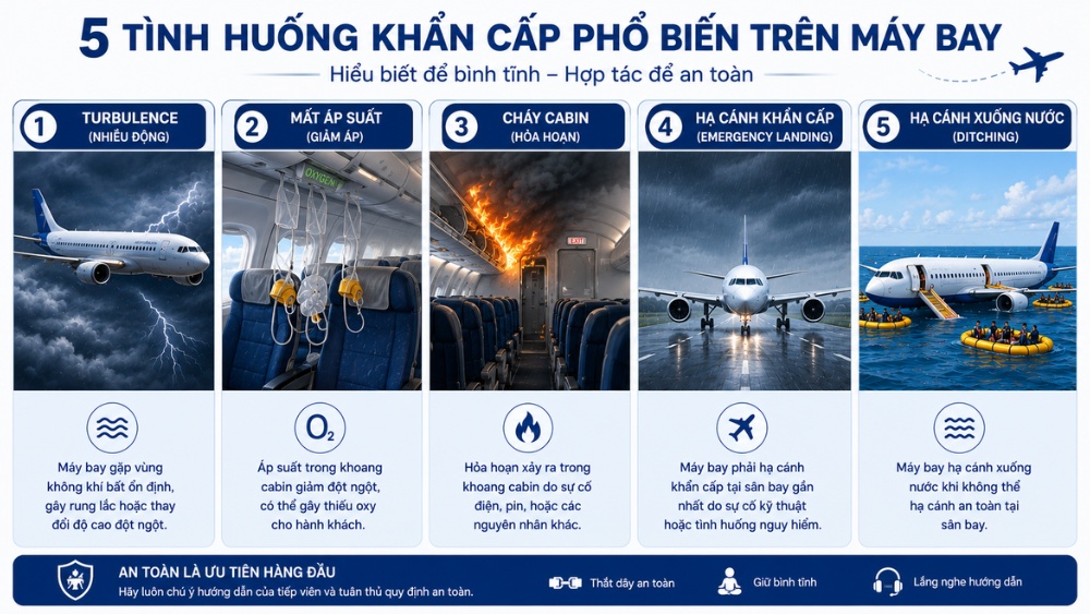 C&aacute;c t&igrave;nh huống khẩn cấp phổ biến tr&ecirc;n chuyến bay thương mại