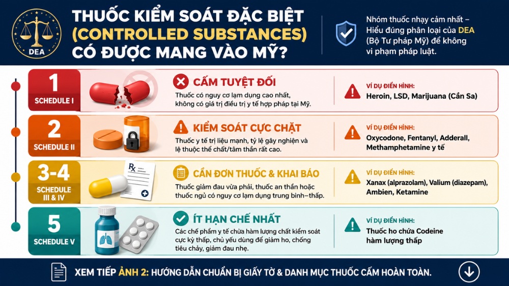 Ph&acirc;n loại hệ thống Schedule I-V của DEA