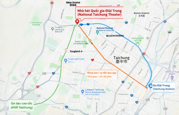 Vị tr&iacute; nh&agrave; h&aacute;t quốc gia Đ&agrave;i Trung tr&ecirc;n bản đồ th&agrave;nh phố