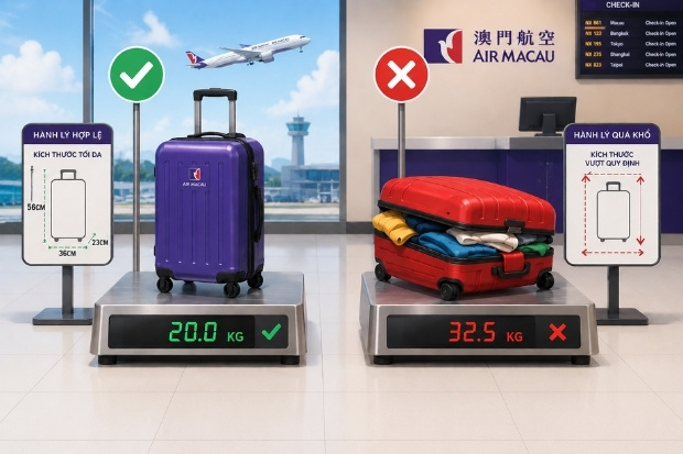 H&agrave;nh kh&aacute;ch sắp xếp lại h&agrave;nh l&yacute; v&igrave; vượt qu&aacute; quy định c&acirc;n nặng v&agrave; k&iacute;ch thước