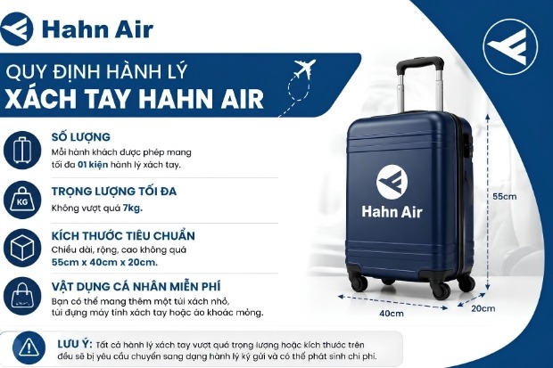 Chi tiết quy định h&agrave;nh l&yacute; Hahn Air k&iacute;ch thước vali ti&ecirc;u chuẩn h&agrave;nh kh&aacute;ch cần biết