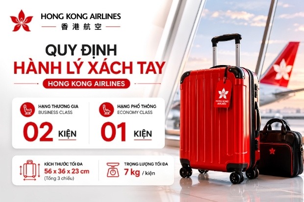 Quy định h&agrave;nh l&yacute; Hong Kong Airlines x&aacute;ch tay đối với hạng phổ th&ocirc;ng v&agrave; thương gia.