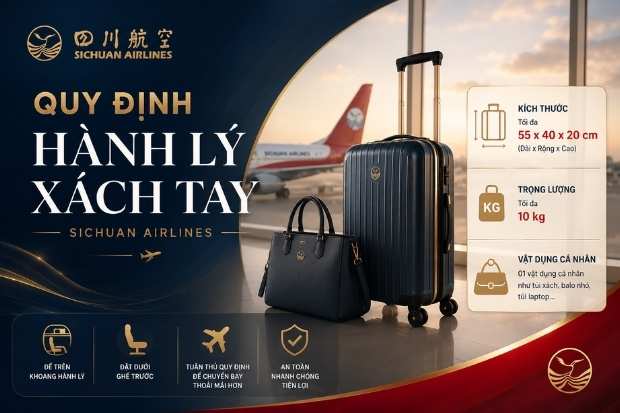 Quy định h&agrave;nh l&yacute; Sichuan Airlines đối với x&aacute;ch tay