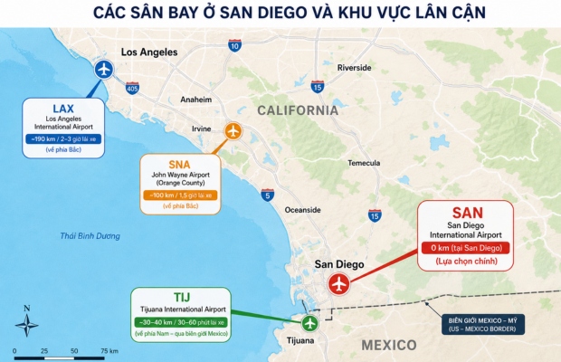 Bản đồ v&ugrave;ng Nam California
