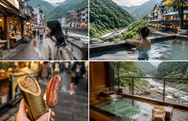 Du kh&aacute;ch thường kết hợp phố cổ, suối nước n&oacute;ng v&agrave; th&aacute;c nước trong c&ugrave;ng một ng&agrave;y.