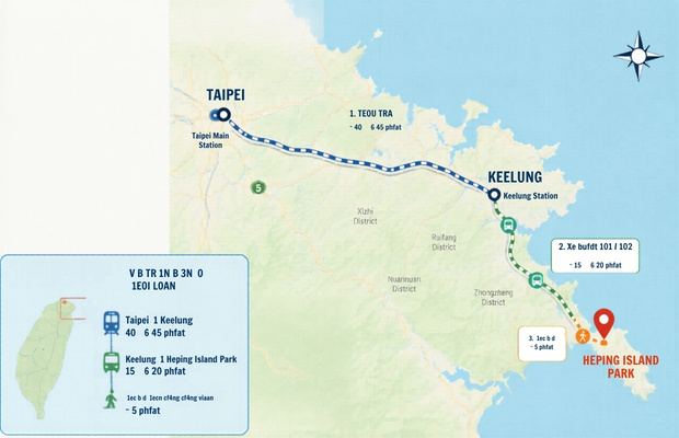 Lộ tr&igrave;nh từ Taipei đến c&ocirc;ng vi&ecirc;n đảo H&ograve;a B&igrave;nh