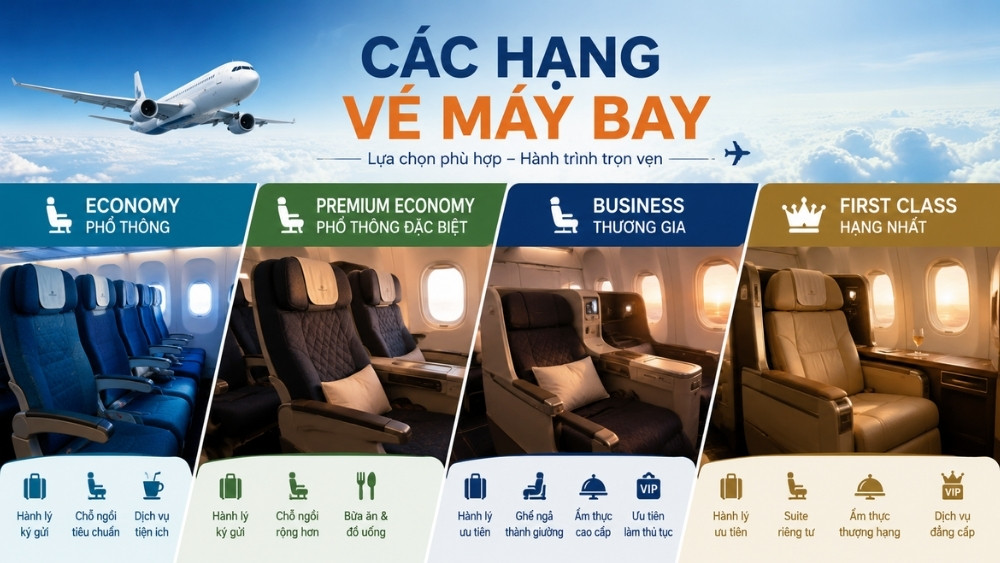 Các hạng vé máy bay: Giải mã toàn bộ ký hiệu & cách chọn đúng hạng