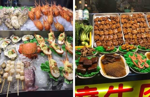 Ẩm thực đường phố l&agrave; điểm hấp dẫn nhất của chợ đ&ecirc;m Lục Hợp