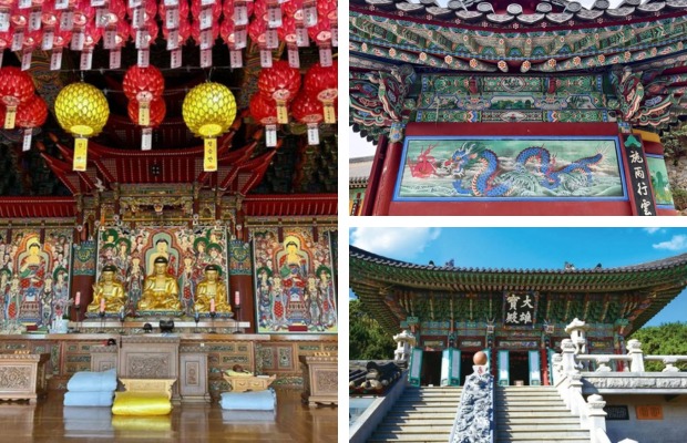 Điện ch&iacute;nh Daeungjeon với kiến tr&uacute;c phục dựng tinh xảo tại đền Haedong Yonggungsa Busan