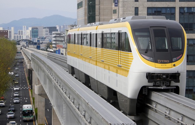 Hệ thống t&agrave;u điện ngầm tr&ecirc;n cao hiện đại tại th&agrave;nh phố Daegu