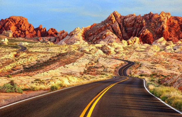Tuyến đường từ Las Vegas đến Đập Hoover Nevada Mỹ với khung cảnh sa mạc đặc trưng của miền T&acirc;y Hoa Kỳ