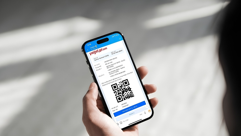  V&eacute; m&aacute;y bay điện tử VietJet hiển thị th&ocirc;ng tin h&agrave;nh kh&aacute;ch