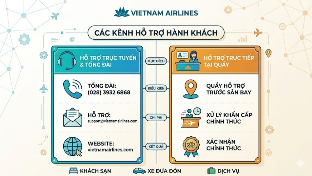 C&aacute;c k&ecirc;nh hỗ trợ h&agrave;nh kh&aacute;ch