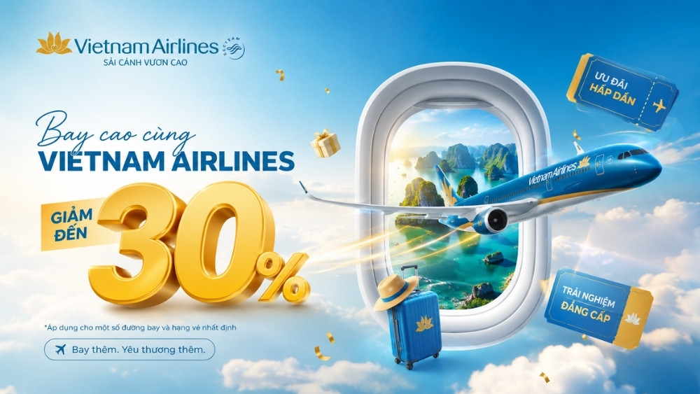 V&eacute; m&aacute;y bay Vietnam Airlines giảm đến 30%