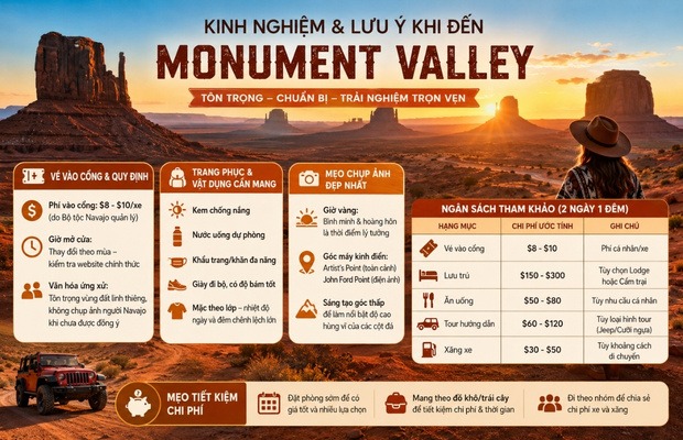 Infographic hướng dẫn du lịch Monument Valley