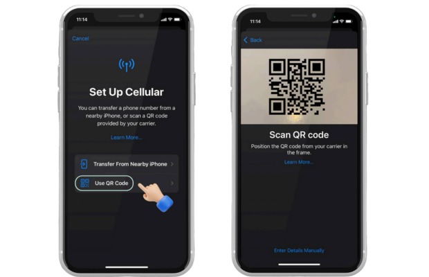 Huong dan quet ma QR de kich hoat esim Han Quoc