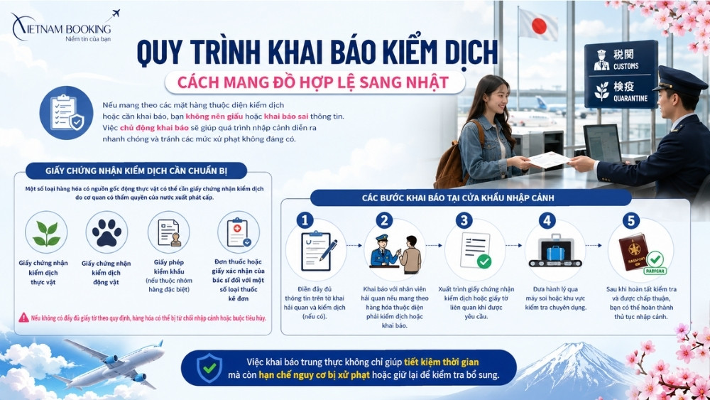 Quy tr&igrave;nh khai b&aacute;o kiểm dịch v&agrave; c&aacute;ch mang đồ hợp lệ sang Nhật