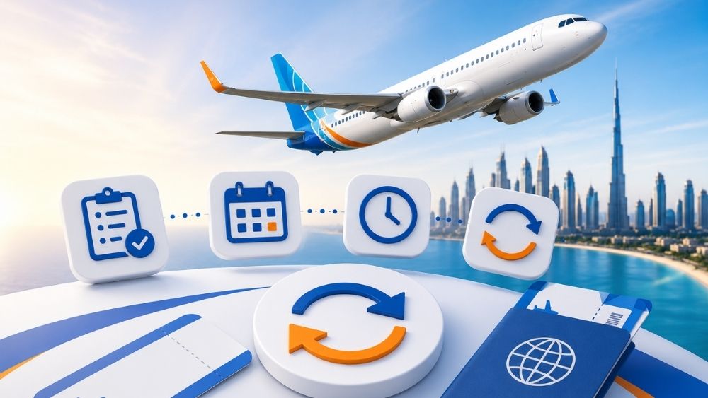 Hướng dẫn chi tiết đổi v&eacute; m&aacute;y bay Flydubai