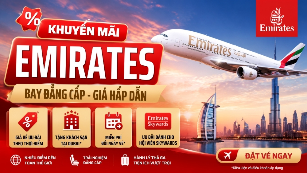 Khuyến mãi Emirates mới nhất: Tổng hợp ưu đãi vé máy bay, mã giảm giá để tiết kiệm chi phí