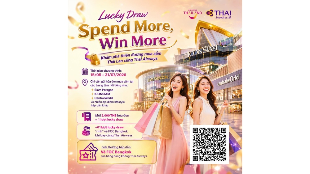 Chương tr&igrave;nh khuyến m&atilde;i của Thai Airways&nbsp;&ldquo;Spend More, Win More&rdquo; &ndash; Chi ti&ecirc;u nhiều, tr&uacute;ng thưởng lớn
