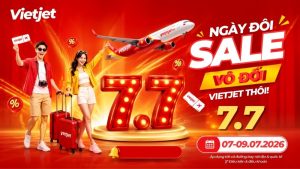 Vietjet khuyến mãi 0 đồng: Săn sale ngày đôi 7/7/2026 cực dễ