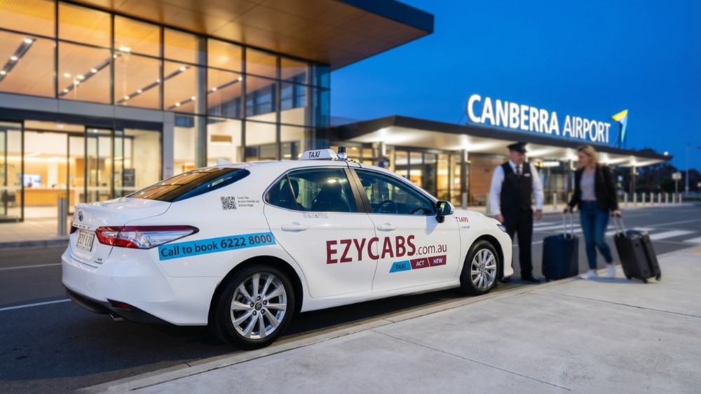 khu đ&oacute;n taxi b&ecirc;n ngo&agrave;i Canberra Airport